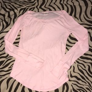 Pink waffle flannel top